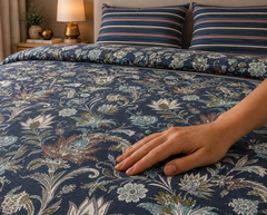 Navy Jacobean Bloom Bedsheet Set