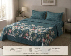 Teal Botanica Bedsheet Set