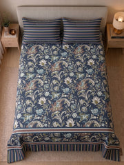 Navy Jacobean Bloom Bedsheet Set