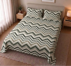 Olive Ikat Zigzag Bedsheet Set