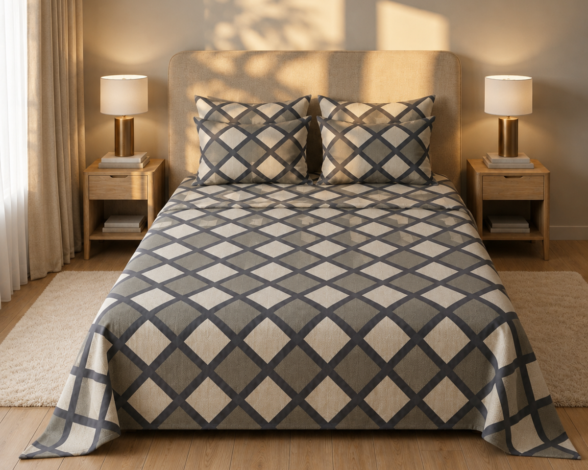 Charcoal Trellis - Bedsheet set