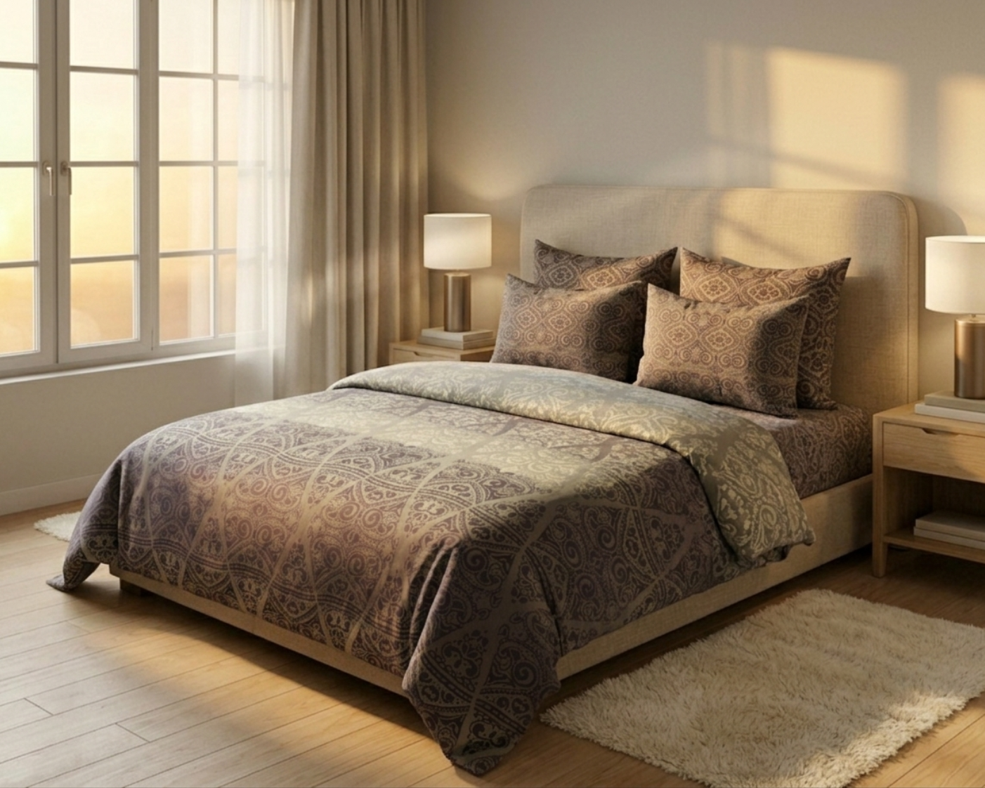 Mocha Lattice Bedsheet Set