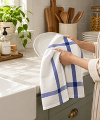 Windowpane Check Waffle Kitchen Towel