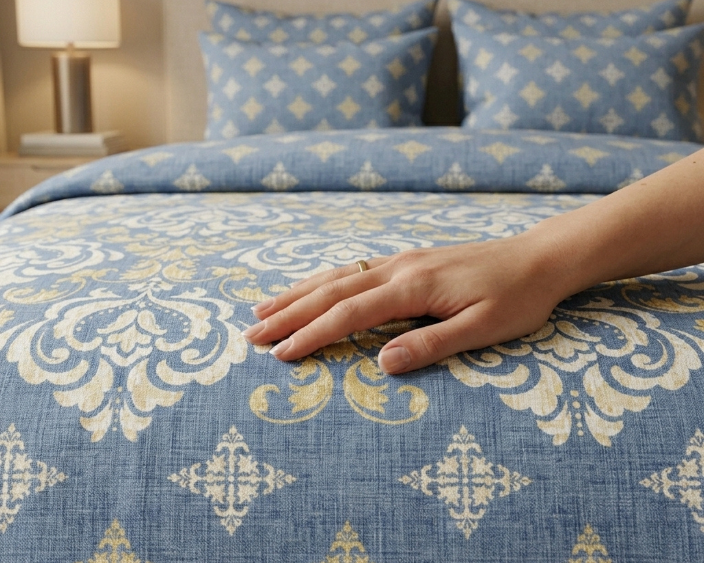Azure Damask Bedsheet Set