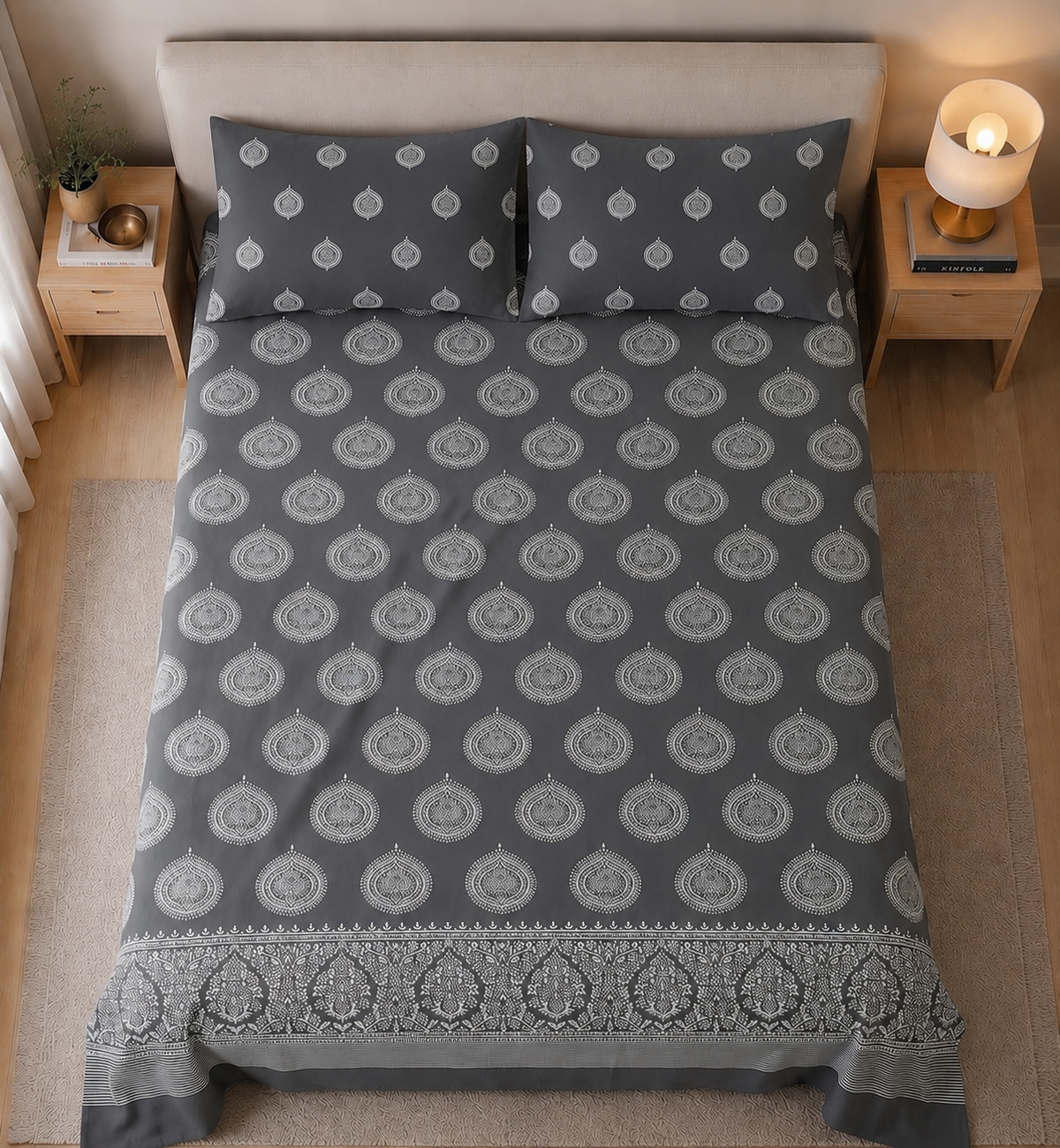 Charcoal Medallion - Bedsheet set
