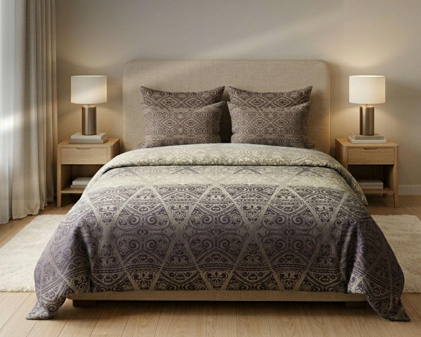 Mocha Lattice Bedsheet Set