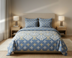 Azure Damask Bedsheet Set