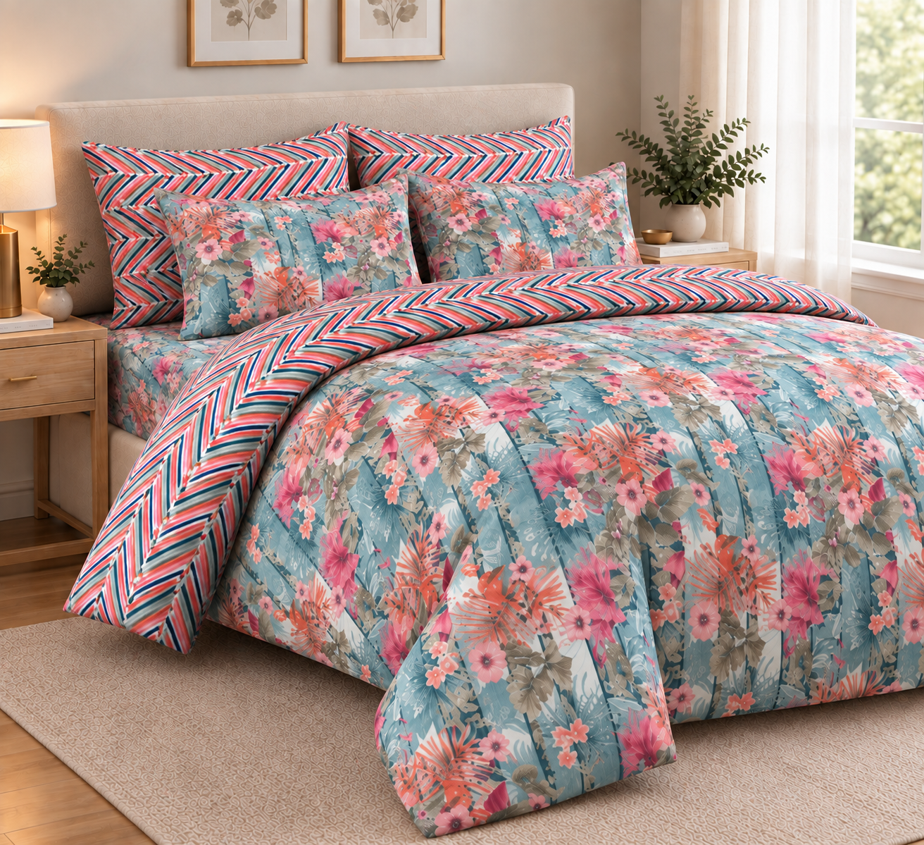 Tropicana Bloom Sky Duvet Set