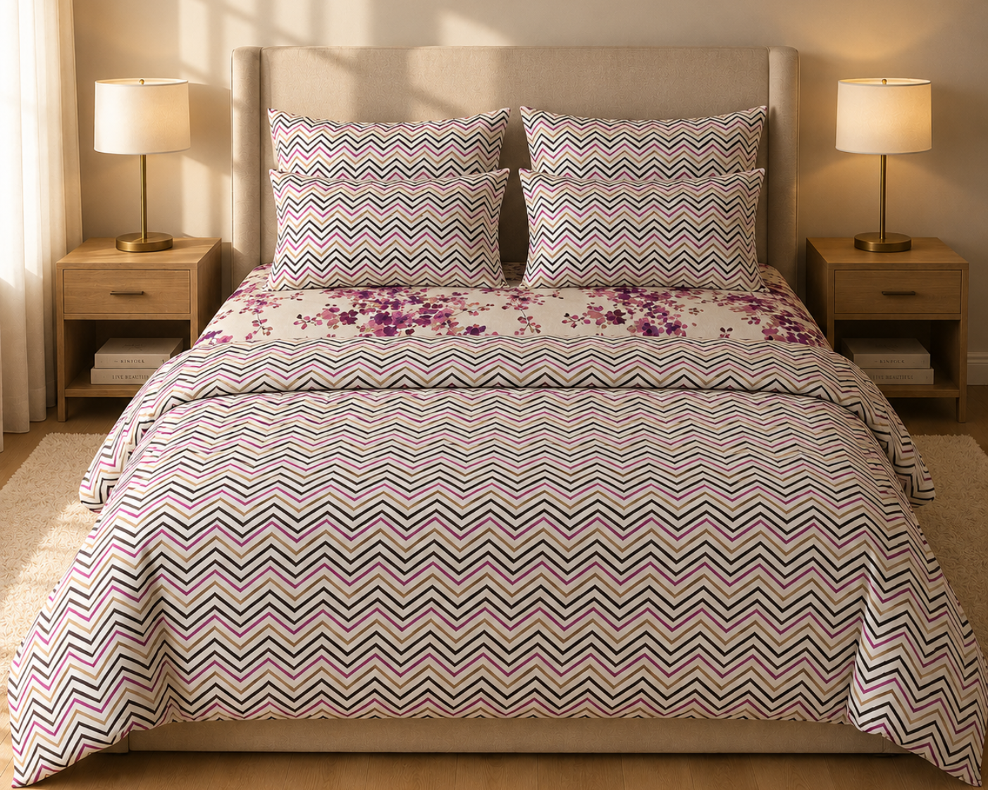 Violet Chevron Duvet Set