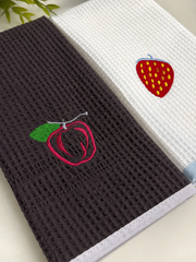 Waffle Weave Embroidered Kitchen Towel Set (2-Piece Assorted)