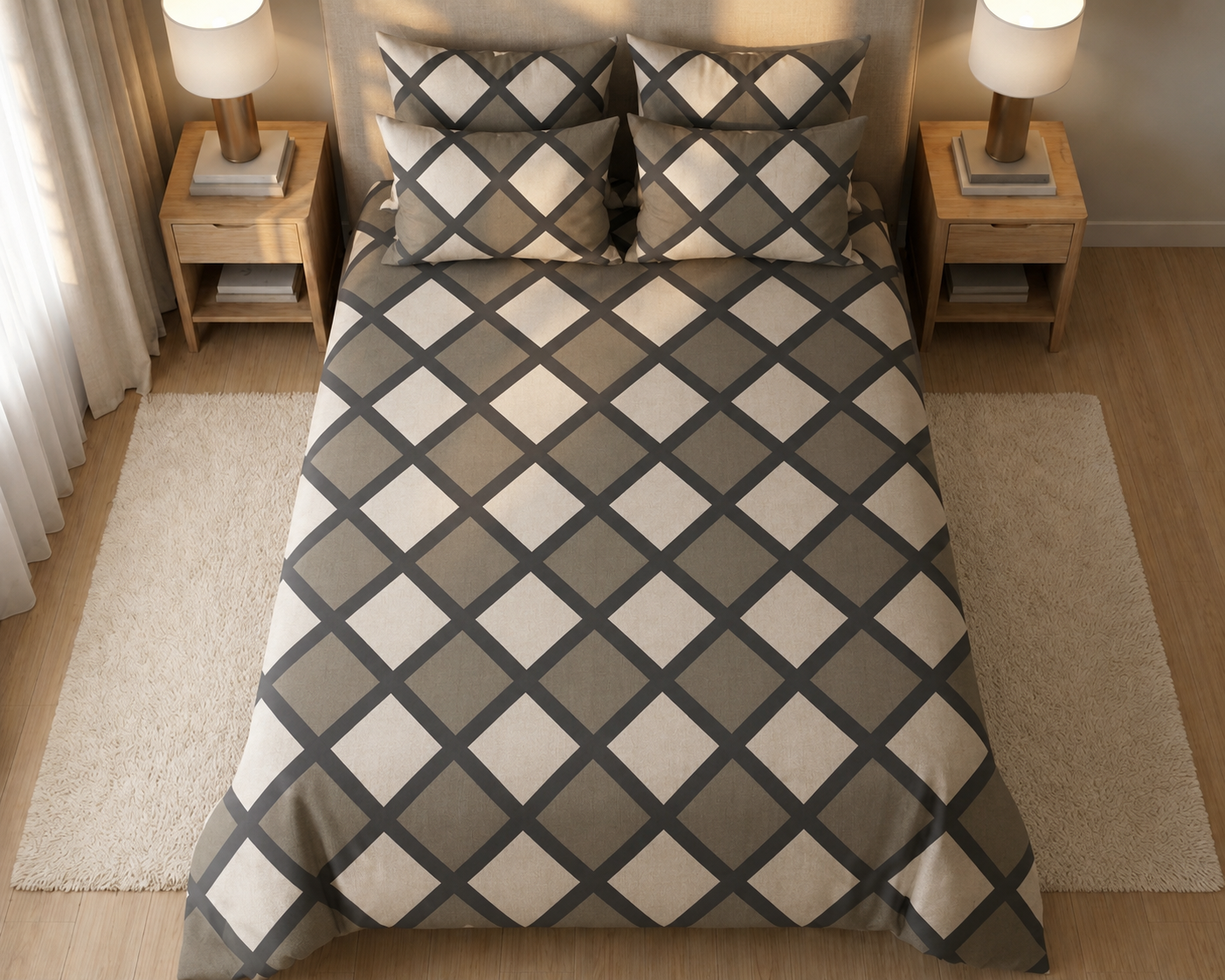 Charcoal Trellis - Bedsheet set