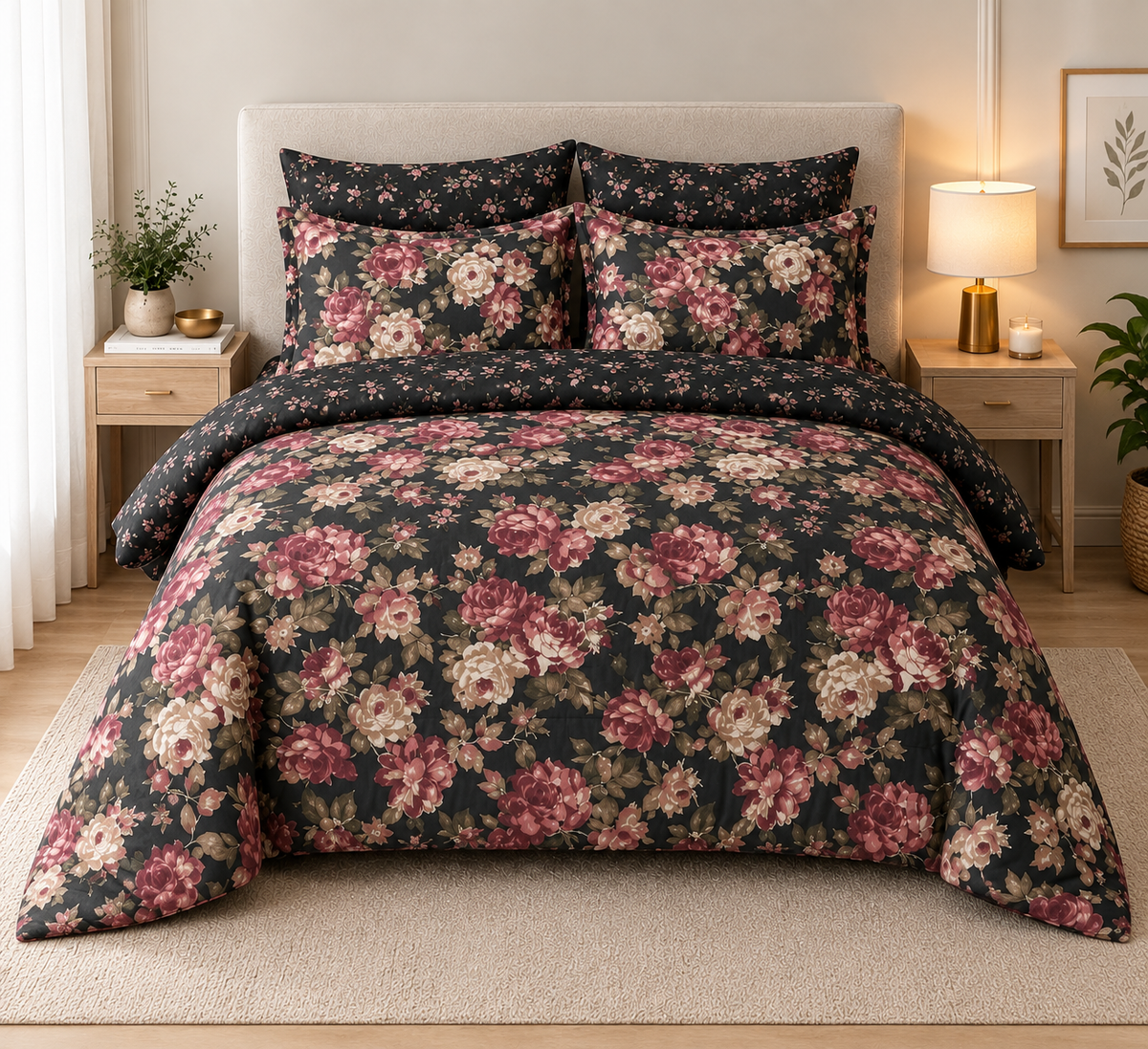Noir Rose Bouquet Duvet Set