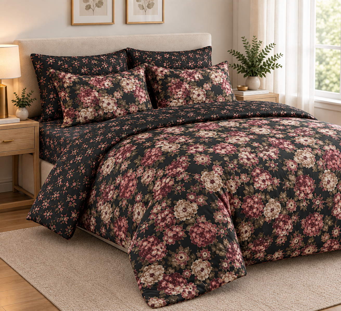 Noir Rose Bouquet Duvet Set