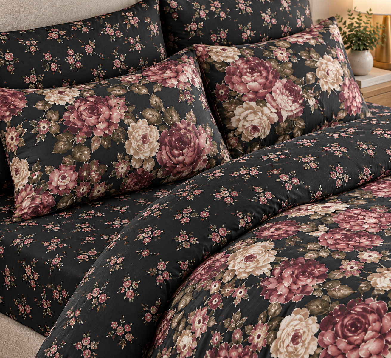 Noir Rose Bouquet Duvet Set