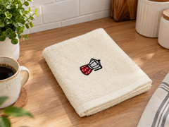 Moka Pot Embroidered Kitchen Towels – Cream | Set of 2