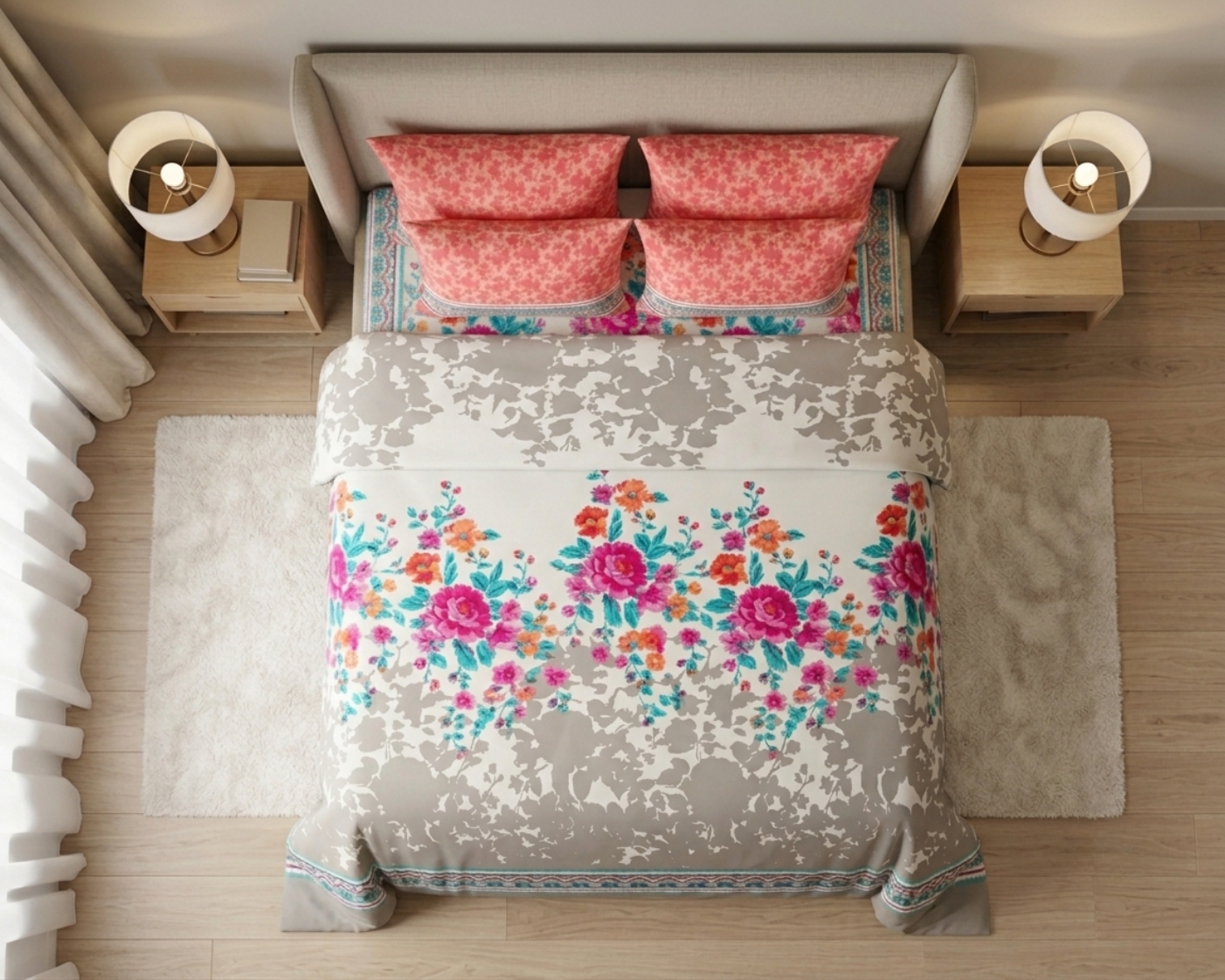 Coral Bazaar Bedsheet Set