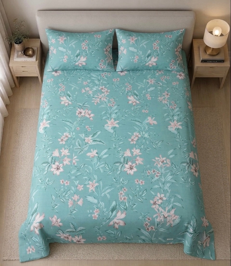 Lily Meadow Teal - Bedsheet set