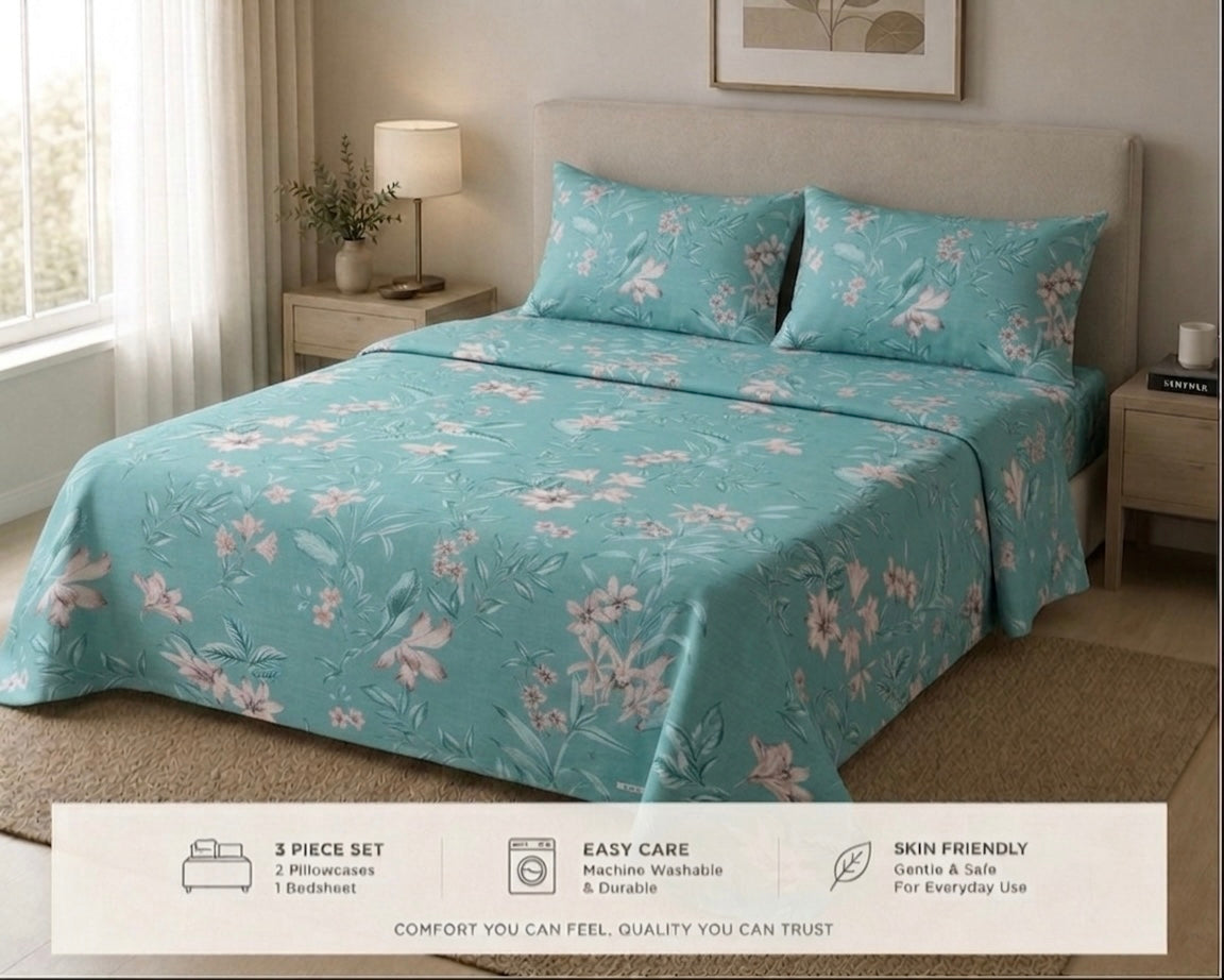 Lily Meadow Teal - Bedsheet set