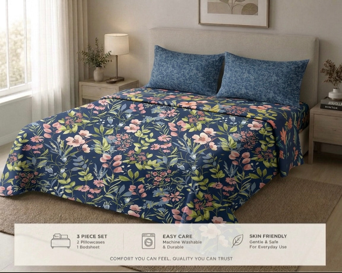 Midnight Wildflower - Bedsheet set