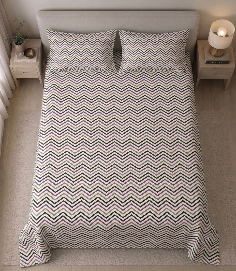 Plum Zigzag - Bedsheet set