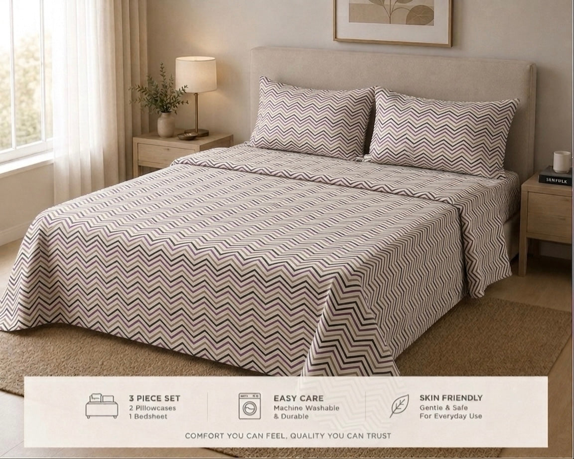 Plum Zigzag - Bedsheet set