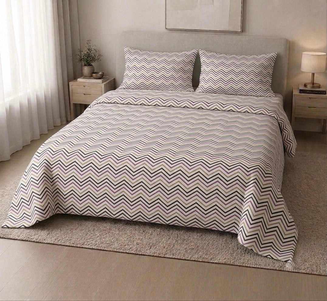 Plum Zigzag - Bedsheet set