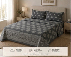 Charcoal Medallion - Bedsheet set