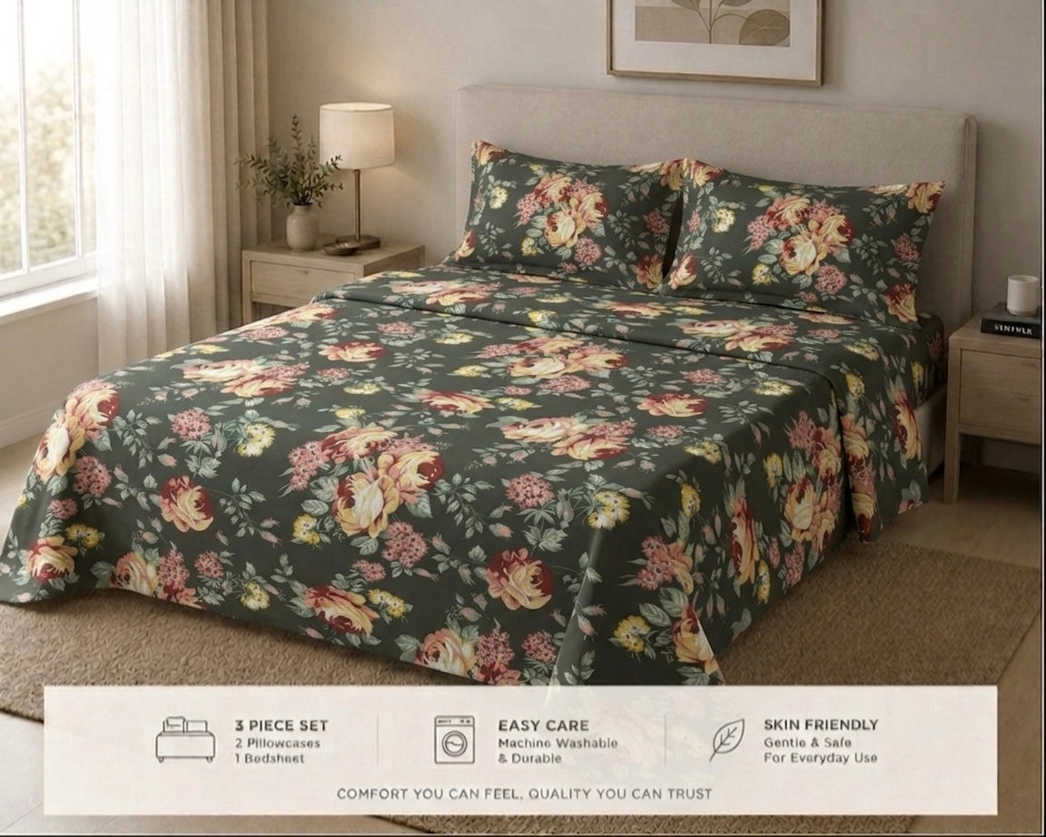 Sunset Rose Bouquet - Bedsheet set
