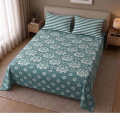 Teal Ikat Damask Bedsheet Set