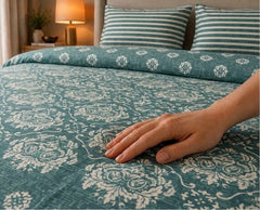 Teal Ikat Damask Bedsheet Set