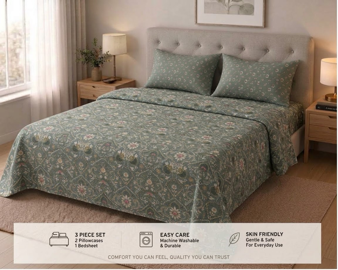 Sage Paisley Medallion Bedsheet Set