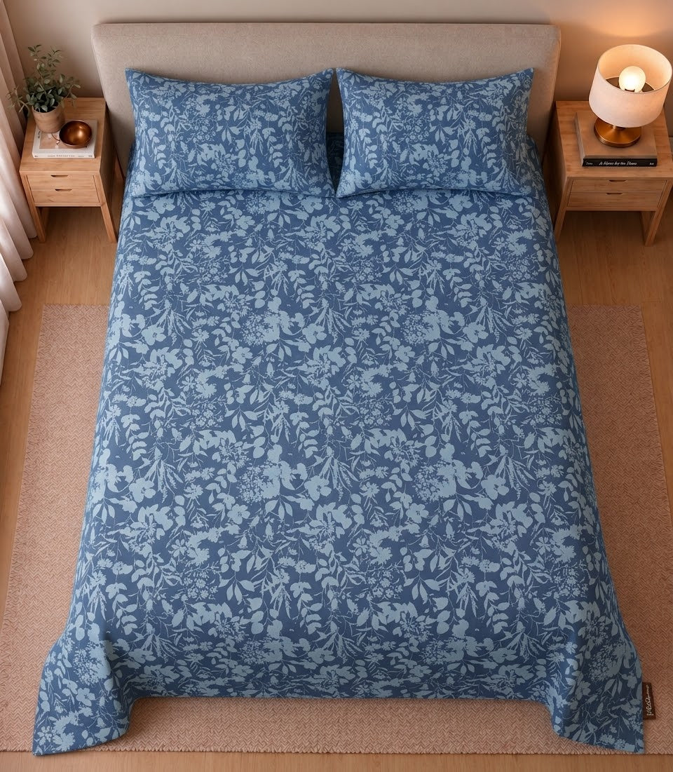 Denim Silhouette Bloom Bedsheet Set