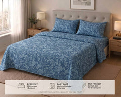 Denim Silhouette Bloom Bedsheet Set