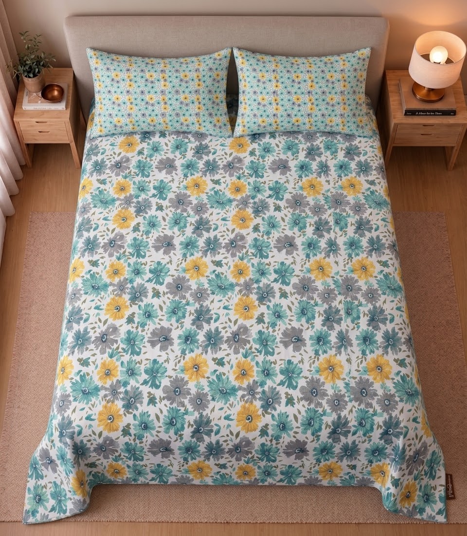 Golden Daisy Meadow Bedsheet Set