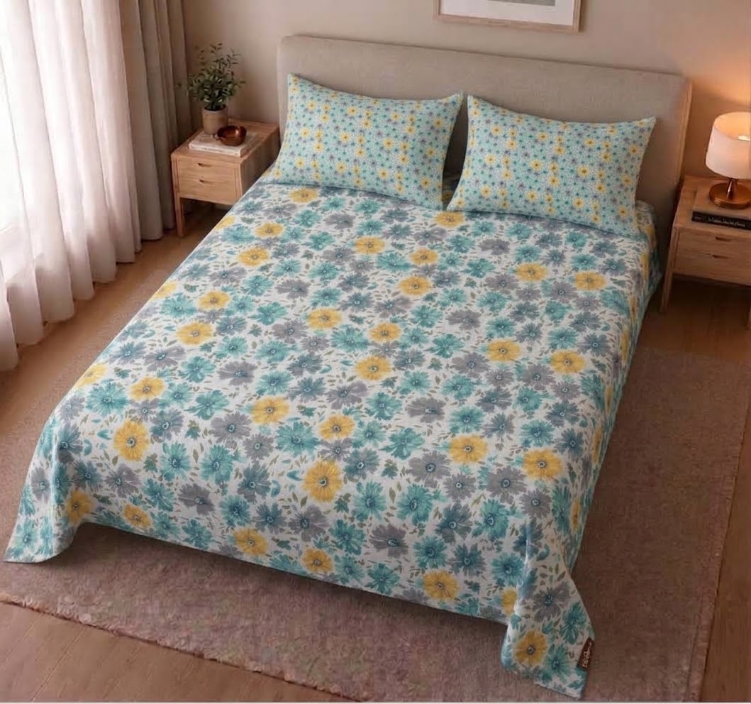 Golden Daisy Meadow Bedsheet Set