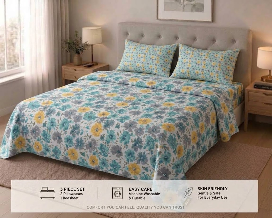 Golden Daisy Meadow Bedsheet Set