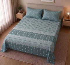 Sage Ikat Border Bedsheet Set