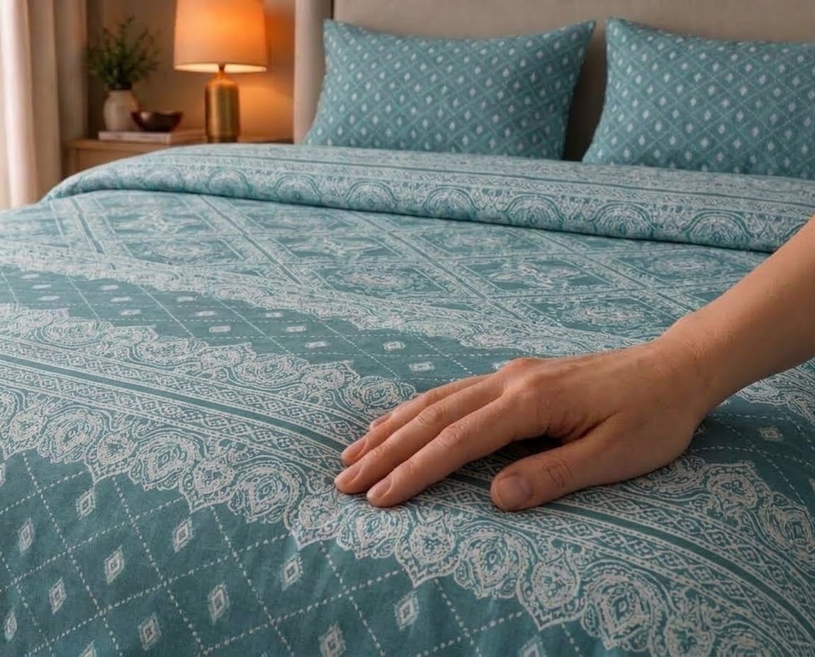 Sage Ikat Border Bedsheet Set