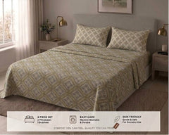 Olive Tile Trellis Bedsheet Set