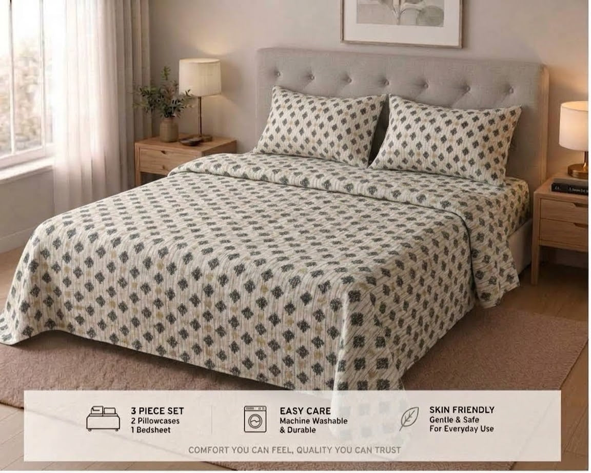 Ivory Diamond Ikat Bedsheet Set