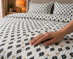 Ivory Diamond Ikat Bedsheet Set