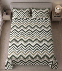 Olive Ikat Zigzag Bedsheet Set