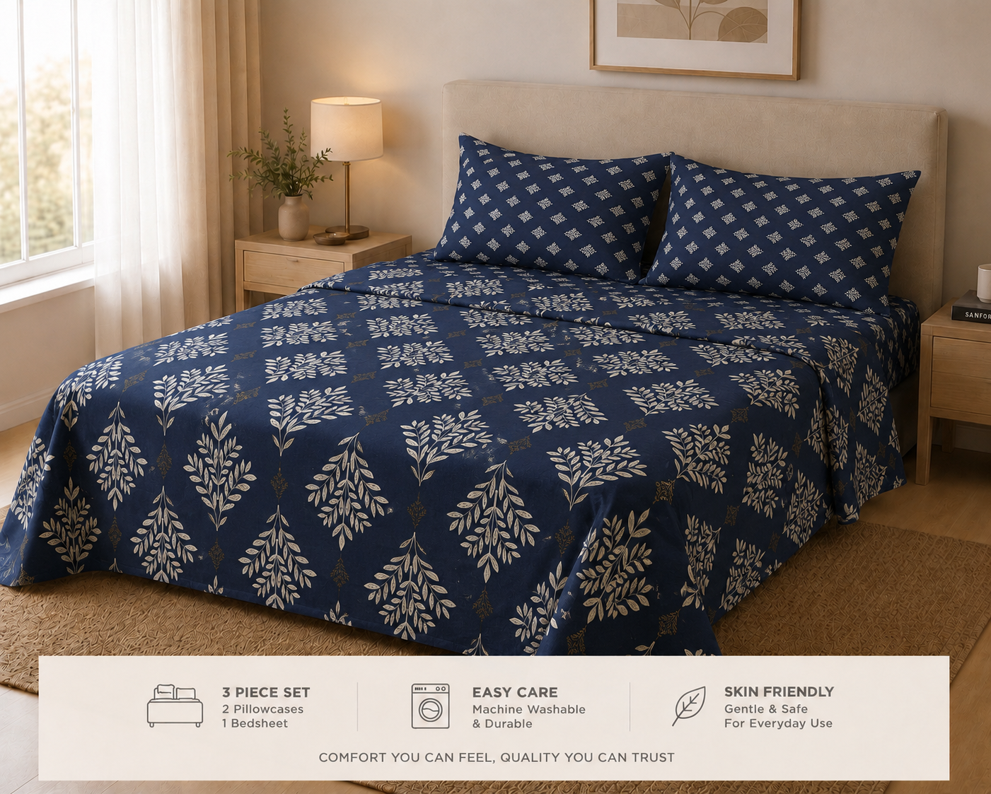 Indigo Lattice - Bedsheet Set