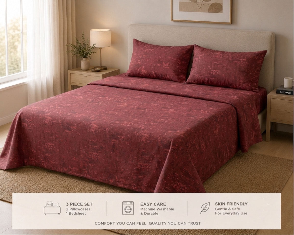 Maroon Drift - Bedsheet set